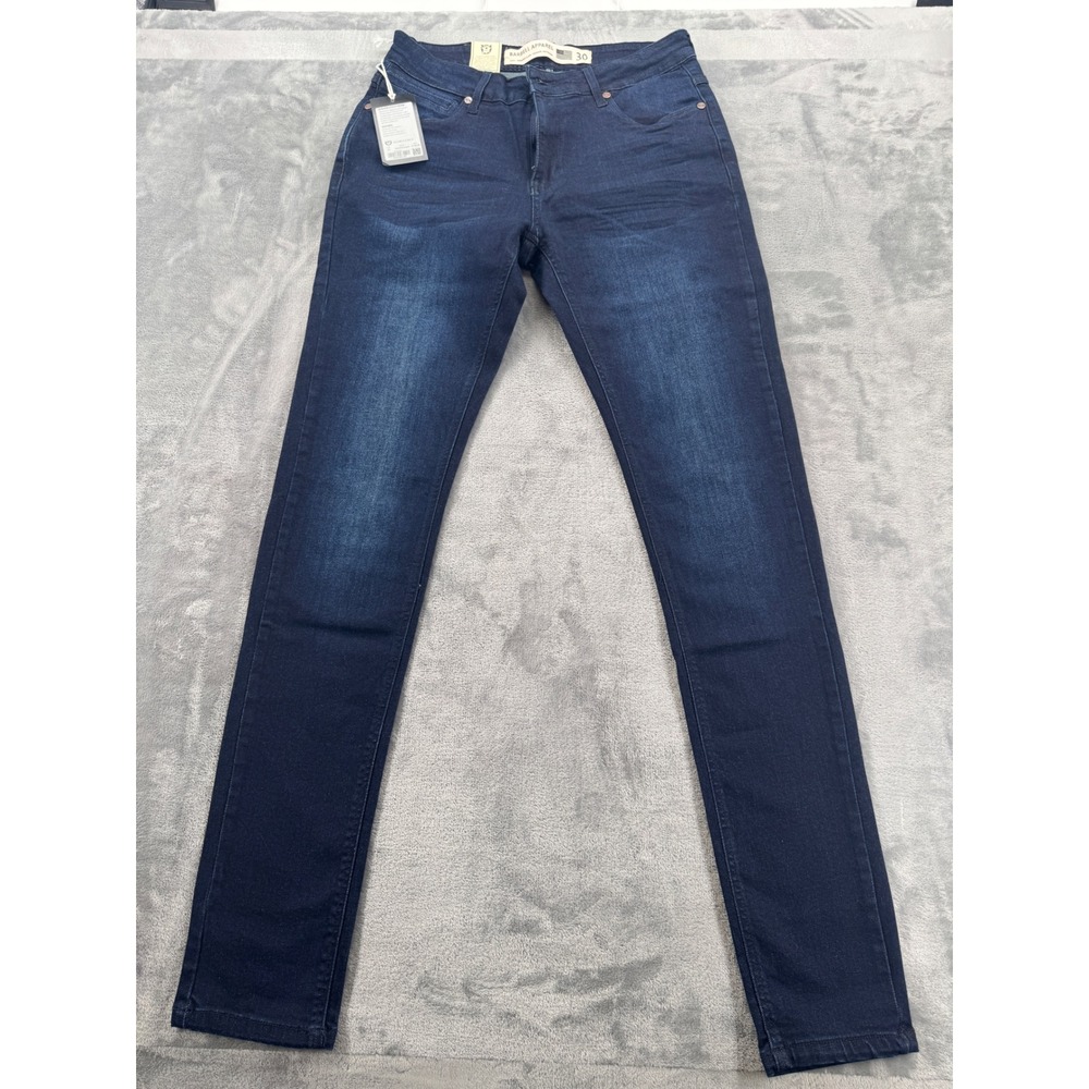 Barbell Apparel Mens Slim Athletic Fit Denim‎ Jeans Dark Distressed Blue Size 30